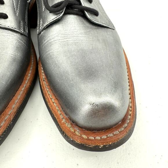 Pskaufman No.1044 Tarmac Tie Derby Oxford Shoes Lotis Hand Painted Silver Size 6 - Picture 3 of 12